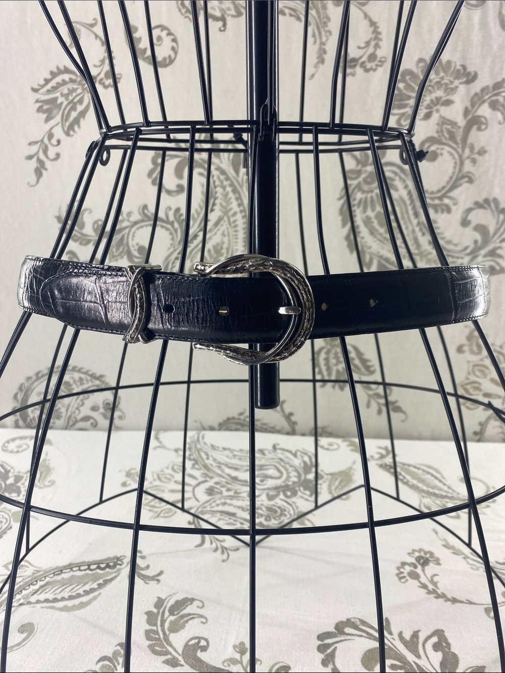 Vintage Brighton belt leather western Black Silver Size ML 32 - Picture 2 of 13